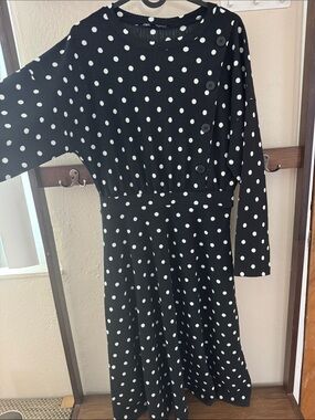 Zara Black and White Polka Dot Midi Dress